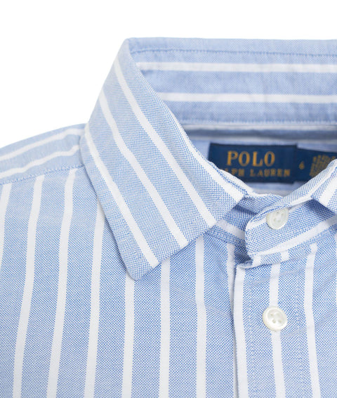 Camicia con logo ricamato #blu