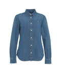 Camicia in denim con logo ricamato #blu