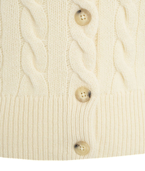 Cardigan in lavorazione intrecciata #bianco