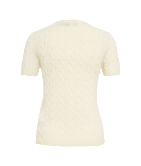 T-shirt in maglia intrecciata #bianco