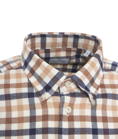 Camicia in cotone a quadri #marrone