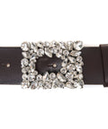 Cintura in pelle con fibbia in strass #nero