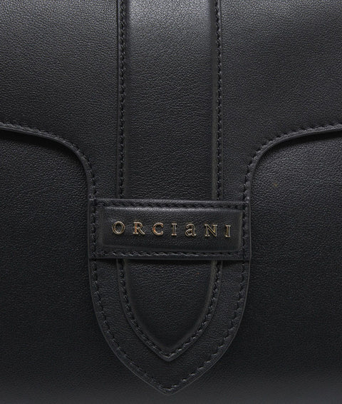 Borsa in pelle con tracolla a catena #nero