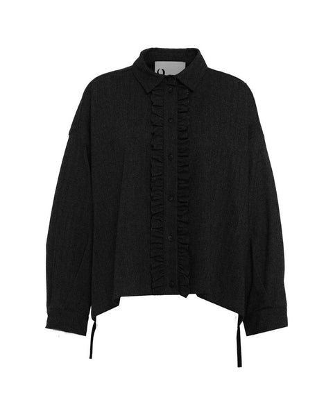 Camicia con rouches #nero