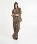 Pantaloni a coste con stampa animalier #marrone