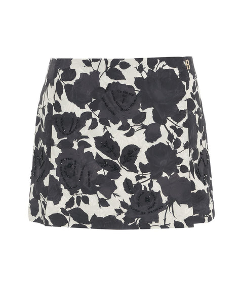 Mini skort in jacquard con stampa #nero