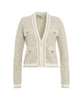 Cardigan jacquard con glitter #bianco