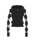 Cardigan argyle con collo in pelliccia eco #nero