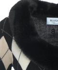 Cardigan argyle con collo in pelliccia eco #nero