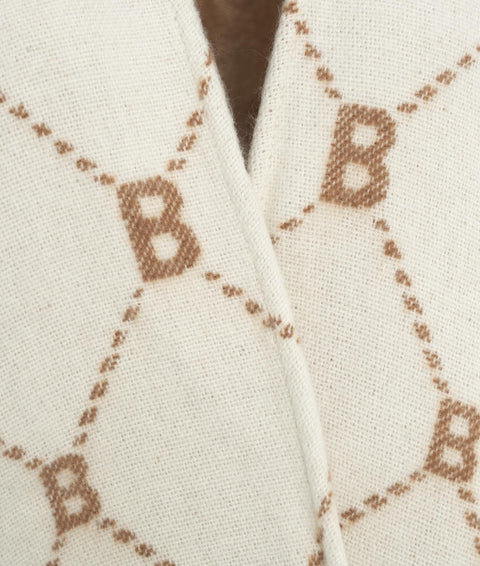 Jacquard poncho con monogramma #bianco