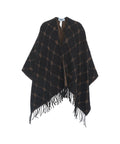 Jacquard poncho con monogramma #nero