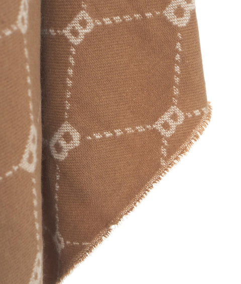 Jacquard poncho con monogramma #marrone