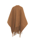 Poncho con tasche e spilla #marrone