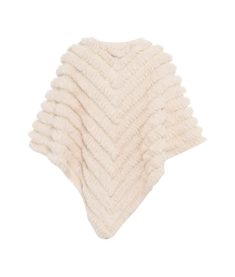 Poncho in faux fur con spilla #bianco