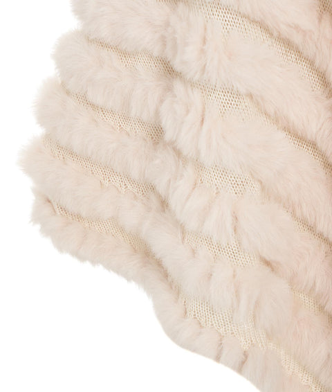 Poncho in faux fur con spilla #bianco