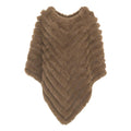 Poncho in faux fur con spilla #marrone