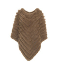 Poncho in faux fur con spilla #marrone