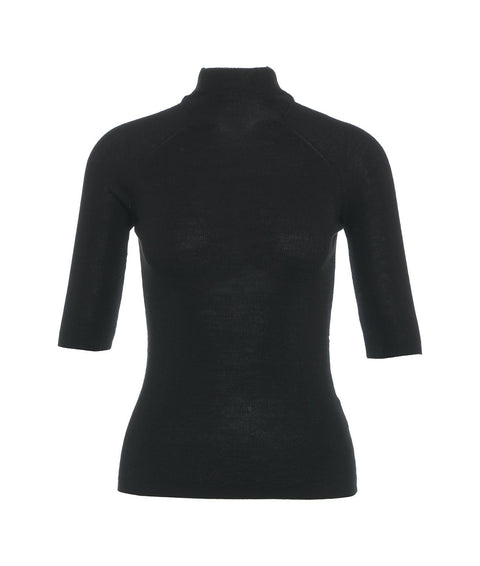 Maglione dolcevita in merino #nero