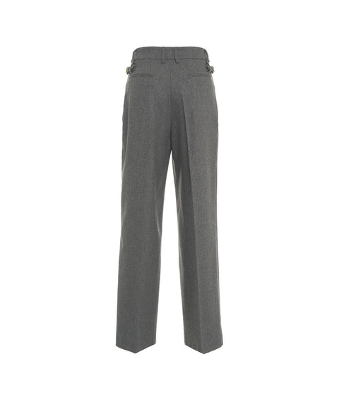 Pantaloni a pieghe in misto lana vergine #grigio