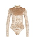 Body in velluto con logo in strass #beige