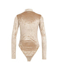 Body in velluto con logo in strass #beige