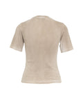 T-shirt a coste con logo #beige