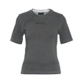 T-shirt a coste con logo #grigio