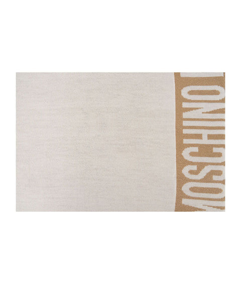 Sciarpa con logo e glitter #beige