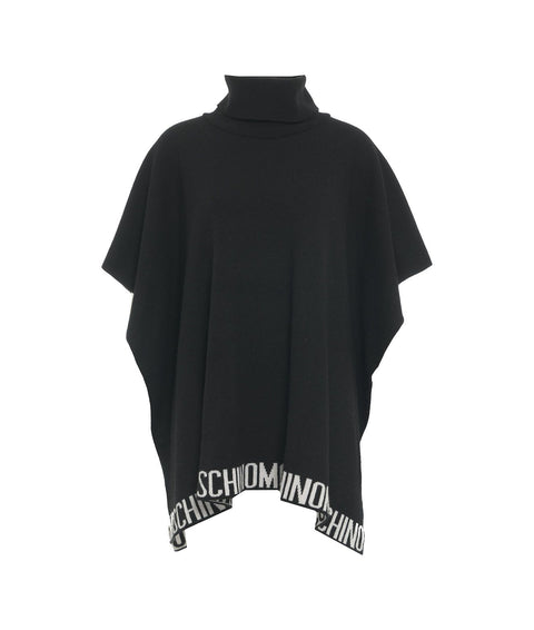 Poncho in maglia con logo #nero