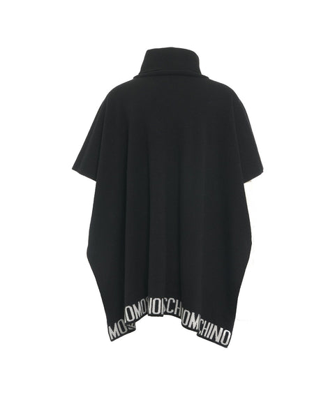 Poncho in maglia con logo #nero