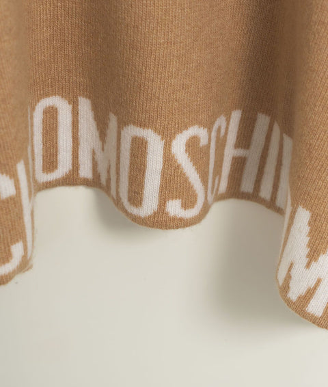 Poncho in maglia con logo #marrone