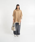 Poncho in maglia con logo #marrone