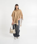 Poncho in maglia con logo #marrone