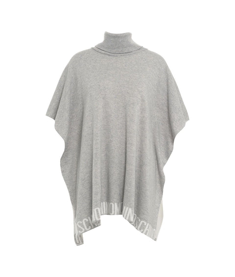 Poncho in maglia con logo #grigio