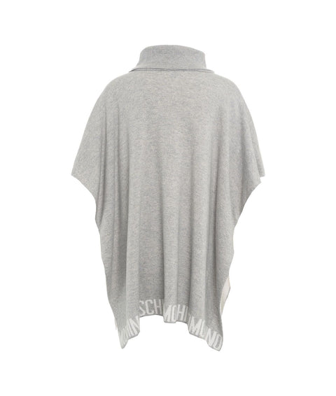 Poncho in maglia con logo #grigio