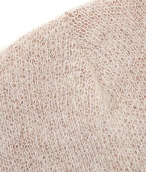 Berretto in maglia mohair con logo #beige