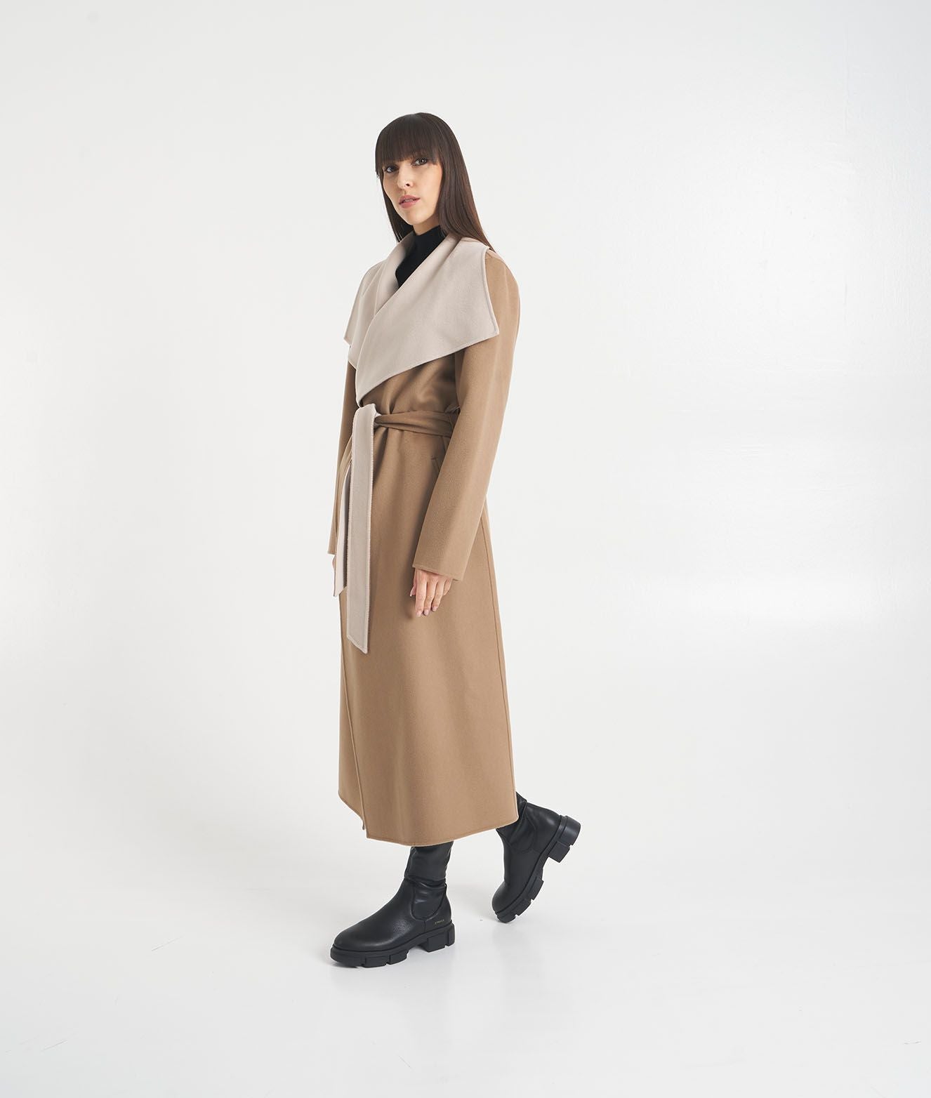 Mackage Double face wool wrap coat MAI CN Brown Woman MAXIMILIAN