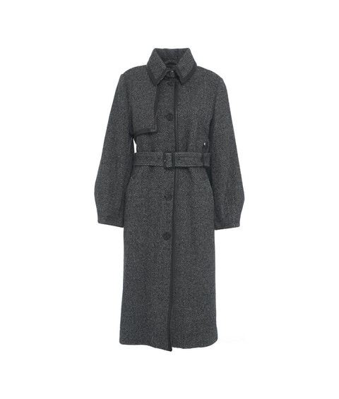 Cappotto trench in lana 'Zeva-HB' #nero