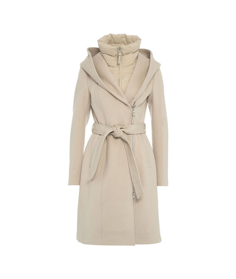 Cappotto in lana con inserto 'Shia-SLB' #beige