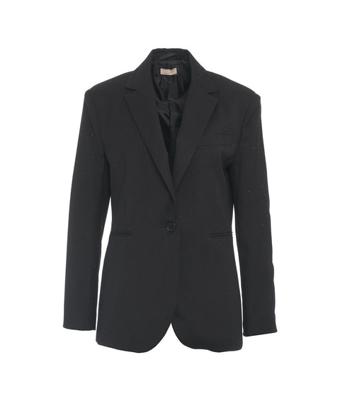 Blazer in twill con strass #nero