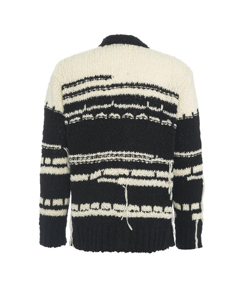 Cardigan oversize con frange #nero