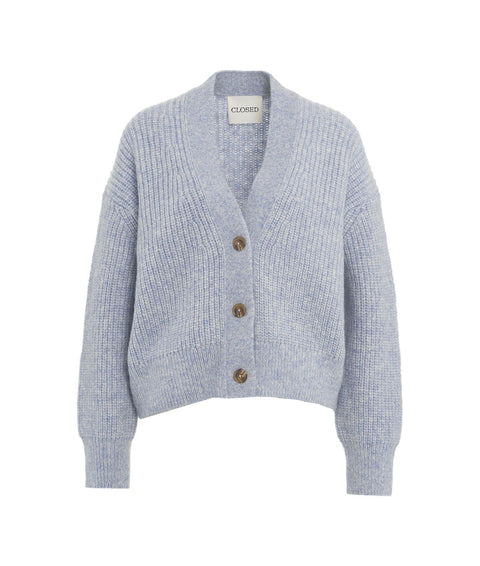 Cardigan a maglia in misto lana alpaka #blu