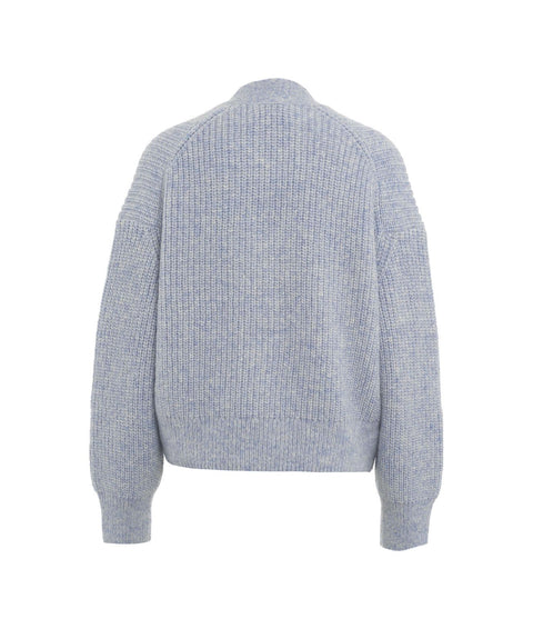 Cardigan a maglia in misto lana alpaka #blu