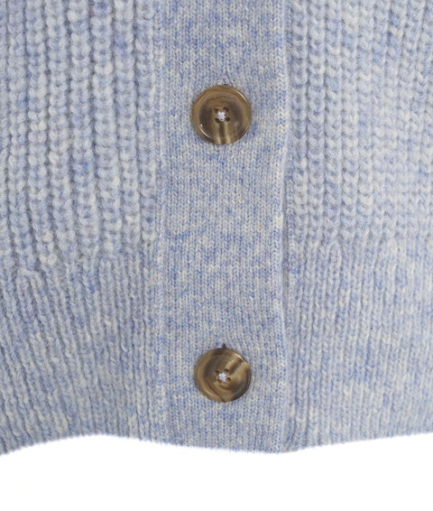 Cardigan a maglia in misto lana alpaka #blu