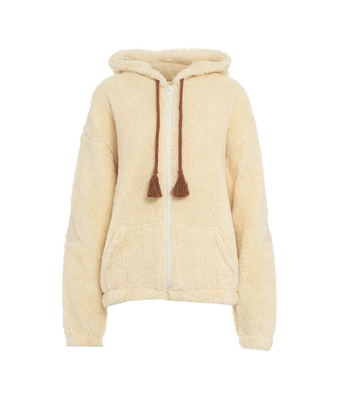 Hoodie con zip 'Sultana' #beige