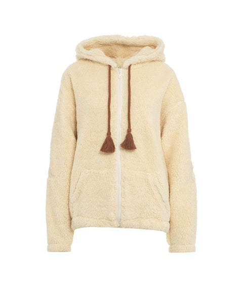 Hoodie con zip 'Zahri' #beige