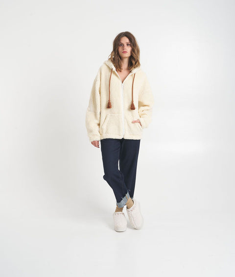 Hoodie con zip 'Zahri' #beige