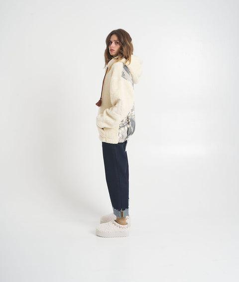 Hoodie con zip 'Zahri' #beige