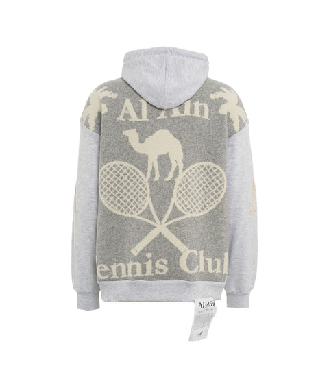 Felpa con cappuccio con motivo in lana 'Le Tennis' #grigio