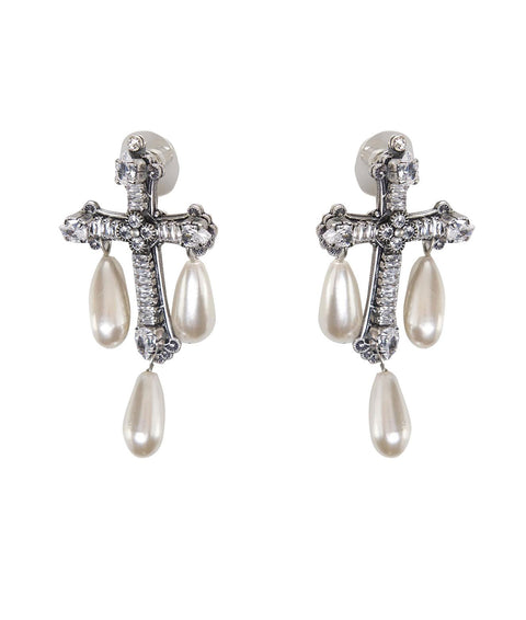 Orecchini con croce e perle #argento